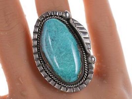 sz8 Vintage Navajo Silver and turquoise ring t - £186.72 GBP