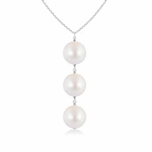 ANGARA Japanese Akoya Pearl Triple Drop Pendant in 14K Solid Gold - £287.04 GBP