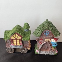 Set Of 2  Fairy Garden Gnome Village Fairy Tree Houses New - £7.70 GBP
