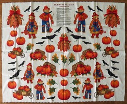 VIP Cranston Country Autumn Appliques Fabric Panel Crows Scarecrows Pumpkins - £11.47 GBP