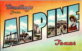 Greetings from Alpine Texas  Big Letters Vintage Linen  Postcard   (C5) - £5.35 GBP