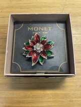 NEW Monet Poinsettia Brooch Pin Fashion Jewelry Xmas Christmas KG JD - £15.57 GBP