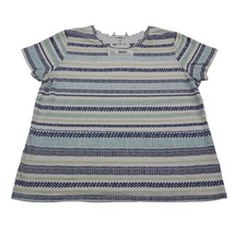 Alia Shirt Womens PL Blue Casual Lightweight Short Sleeve Striped Petite Crochet - £14.41 GBP