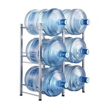 VEVOR 3 Tiers Water Jug Holder Double Row Water Bottle Rack for 6 Bottles Silver - £73.15 GBP