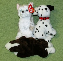 Ty B EAN Ie Babies Lot Of 3 Bruno Bull Terrier Juneau Husky Hydrant Dalmatian Dog - £8.63 GBP