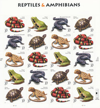 2002 Reptiles & Amphibians $.37 Cent Sheet of 20 Stamps  - $13.00