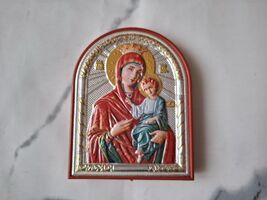 Small Serbian Orthodox Praying Icon Of Virgin Mary with Jesus Christ - $23.00