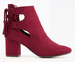 Brand New Women&#39;s Hot Kiss Nelly Back Lace Up w Tassels Burgundy Ankle Boots 6US - £30.83 GBP