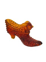 Fenton Art Glass Shoe Figurine Secret Slipper Boot Heel Cat Hobnail Orange Red 7 - £31.28 GBP