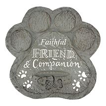 Dog Paw Print “Faithful Friend &amp; Companion” Cement Garden Stepping Stone... - $32.98