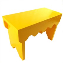 Small Yellow Wooden Stool / Rectangle Seat / Step Stool - Solid Wood - £27.47 GBP