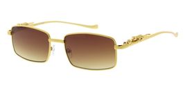 Dweebzilla Jaguar Classic Slim Rectangular Sleek Metal Luxury Sunglasses (Gold F - £11.76 GBP+