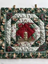 Handmade Vintage Table Top Quilt Christmas Winter Log Cabin Wreath Wall ... - $511.48 MXN