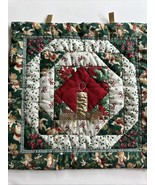Handmade Vintage Table Top Quilt Christmas Winter Log Cabin Wreath Wall ... - $511.48 MXN
