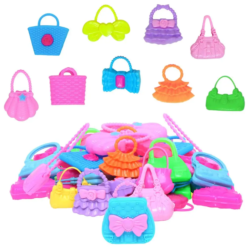 Random 20 Pcs Colourful Mini Cute Bags Plastic Multi-style Handbag Dollhouse - £10.75 GBP