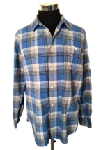 GAP Men&#39;s Shirt Size X-Large Blue/Gray/White Plaid Cotton-Spandex Blend Flannel - $19.31