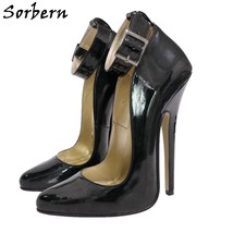 Sexy 6 Inch High Heel Pumps Women Real Leather Pointy Toes Stilettos Ankle Strap - £188.78 GBP