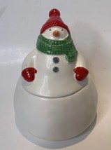 Hallmark Snowman Christmas Figural 7&quot; Treat Jar Candy Cookie Ceramic Canister - £7.99 GBP