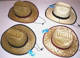 Wholesale Lot 10 Straw Cowboy Hats Adults Mens Womens Western Cow Boy Caps - £31.54 GBP