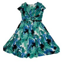 Dress Barn Dress Size 10 Medium Fit and flare Polyester Spandex Blue Bla... - $15.29