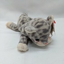 TY Beanie Baby Silver The Cat With Tag Plush Stuffed Animal  - £8.51 GBP