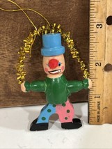 Wooden Clown w/Hoop Ornament  Vintage - See Photos &amp; Desc - 3” (#15) - $8.91