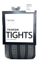 Hanes Ribbed Dot Sheer Mesh Womens Black Fashion Tights, Size Small - (HFT043) - £5.40 GBP