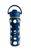 Blue Lifefactory 14oz Glass Water Bottle Silicone Sleeve, Very Good, Pre... - $19.79