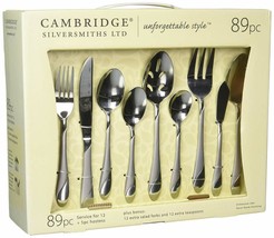 Flatware Service for 12 Stainless Steel Silverware with Hostess Set 89 Pieces - £50.24 GBP