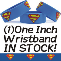 Three (3) of Super Man Wristbands - Superman Silicone Bracelets Wide Blue Bands - £7.79 GBP