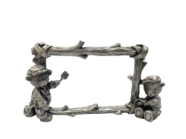 Fort USA Pewter Bear Frame Display Piece Teddy Bear Collection Painters Rare 3&quot; - £29.43 GBP