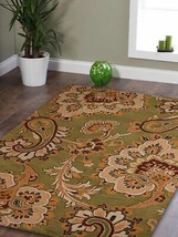 9 x 12 ft. Hand Tufted Wool Floral Rectangle Area Rug, Green - £350.55 GBP