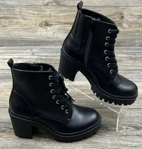 Torrid Black Moto Boots Combat Boots, Chunky, Lace-Up Size 8 WW - $27.72