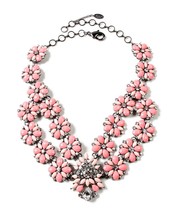 NEW Amrita Singh &quot;Stately&quot; Light Coral &amp; Peach Crystal &amp; Resin Necklace ... - £40.78 GBP