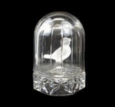 Vintage Hofbauer Byrdes Frosted Satin Crystal Bird Domed Glass Cage Paperweight - £18.74 GBP
