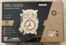 Robotime ROKR 3D Wooden Owl Clock LK503 Battery Driven Mechanical Gears - £39.61 GBP