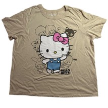 Hello Kitty by Sanrio Tan Brown Short Sleeve Graphic Tee T-shirt Womens XL - £8.62 GBP