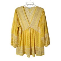 Rose + Olive Boho Baby Doll Shirt Womens Size Large Yellow Gold - £23.70 GBP