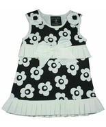 Mud Pie Tres Jolie Black w/White Flowers Pleated Dress NWT Girls 0-6 Months - £19.66 GBP