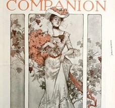 Beautiful Woman Autumn Companion Cover 1902 Victorian Lithograph Print Art HM1H - £47.39 GBP