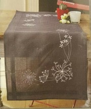 Vervaco Hand Embroidery Table Runner Kit White Flowers 16&quot; x 40&quot; DIY Kit... - $39.99
