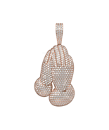 Prayer Hand 10K Rose Gold Unisex Hiphop Style Real Moissanite Pendant Je... - $1,758.29