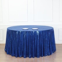 132&quot;&quot; Royal Blue Sequin Round Tablecloth Wedding Party Catering Reception Linens - £109.49 GBP