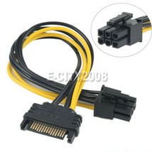 20Cm 15 Pin Sata Power To 6 Pin Pcie Pci-E Pci Express Cable For Video Card Usa - £10.23 GBP