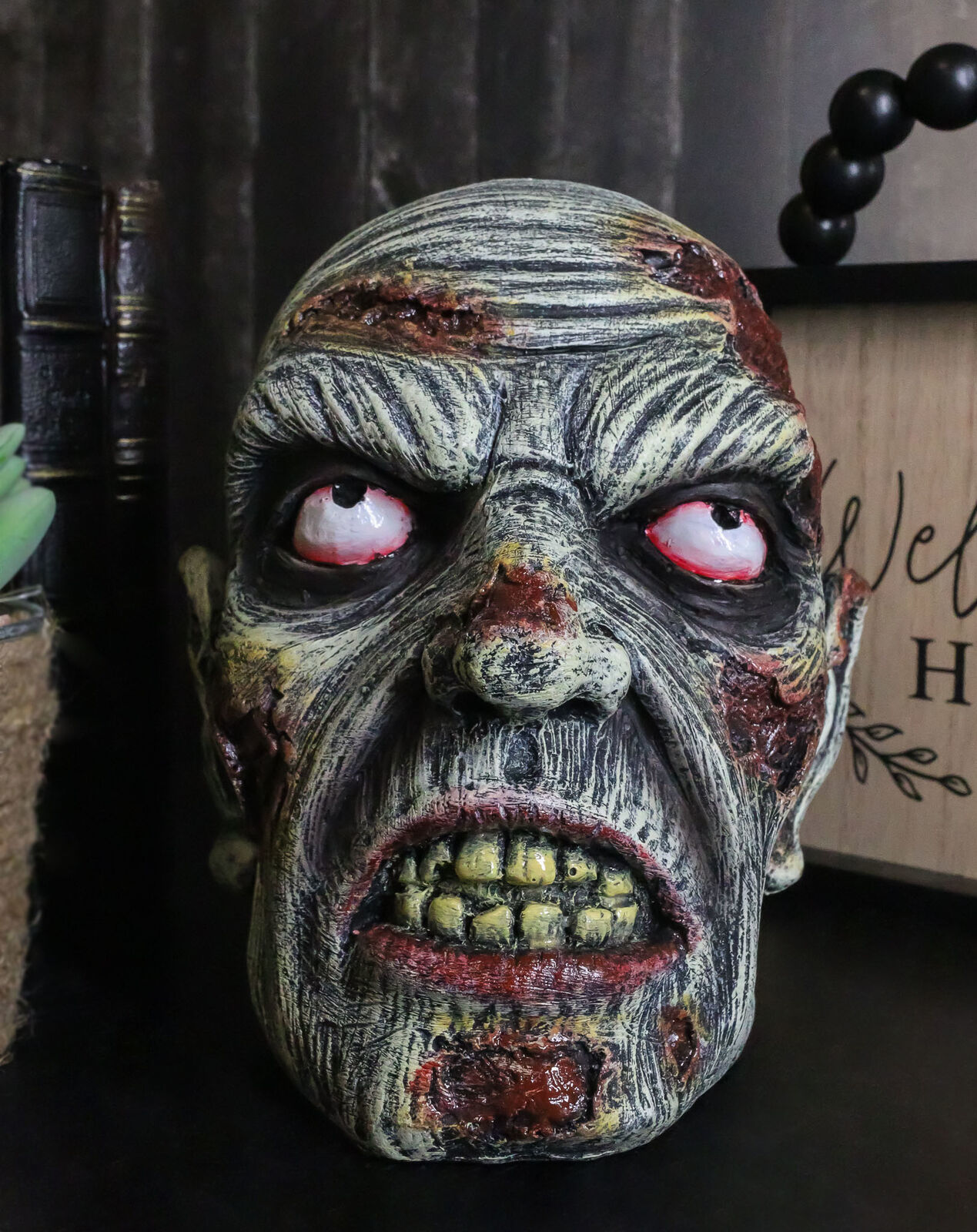 Apocalypse Zombie Undead Walker Skull With Peeling Flesh Rotten Teeth Fi... - $27.99