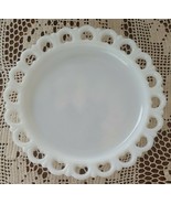 Vintage 60s Anchor Hocking Scalloped Lace Edge Milk Glass 13&quot; Medium Tor... - $59.84