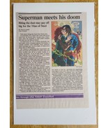 Superman Meets his doom USA Today Newspaper Clipping 1992 - £9.39 GBP