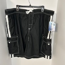 NEW Kanu Surf Swim Shorts Men&#39;s 4X Black White Cargo Swimwear Barracuda ... - $32.31 CAD