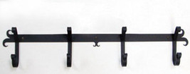 Wrought Iron Coat Bar 4 Coat Hooks 24&quot; Long Black Home Wall Decor Hook Rack - £38.57 GBP