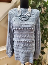 Fashion Nova Hoping For Love Blue Off Shoulder Cable Knit Sweater 2XL - £22.38 GBP